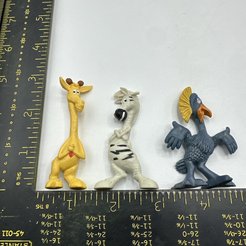 Vintage Bible Verse PVC Animal 2.5" Figures Toys Lot of 3: Bird, Zebra, Giraffe